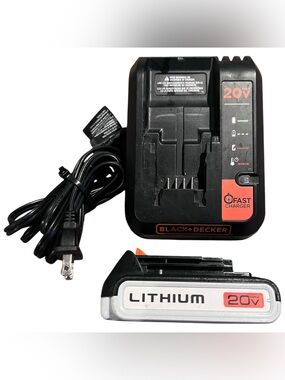 Genuine Black + Decker 20V MAX 2.0Ah Lithium Ion Battery w/ 20V Charger TESTED